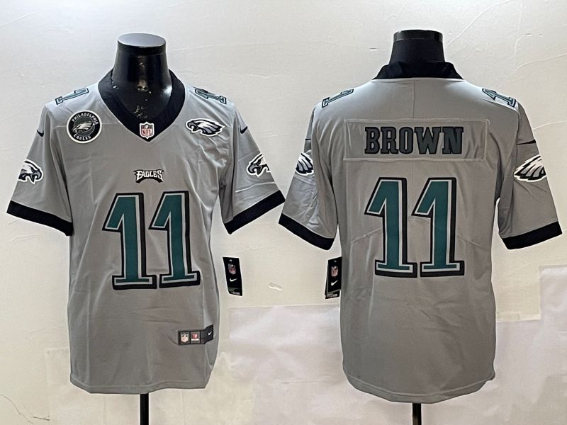 Men Philadelphia Eagles #11 Brown Grey 2025 Nike Vapor Limited NFL Jersey style 2125